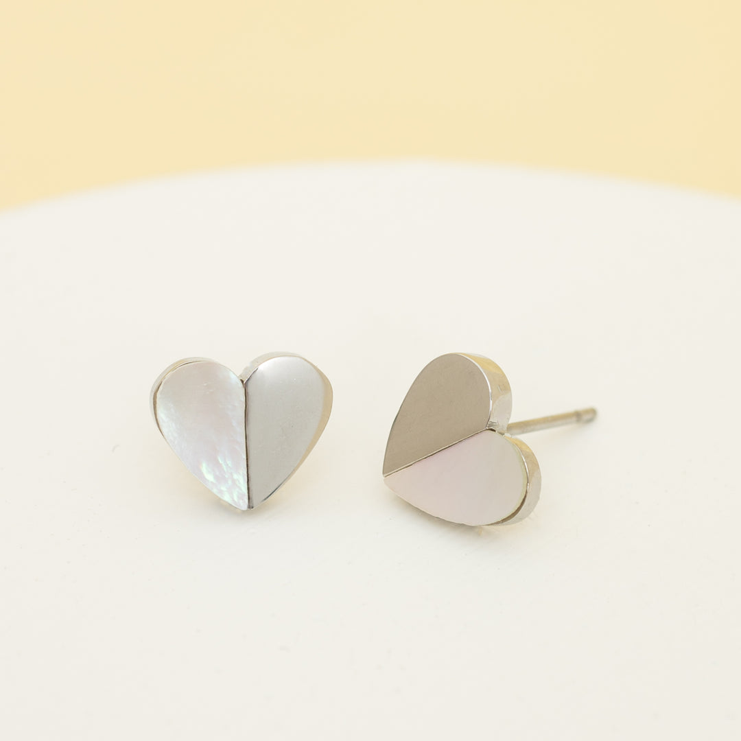 Cute silver heart studs, silver heart earrings, pearl earrings, xmas gift ideas, special Mother's day presents, jewelry website, quality earrings