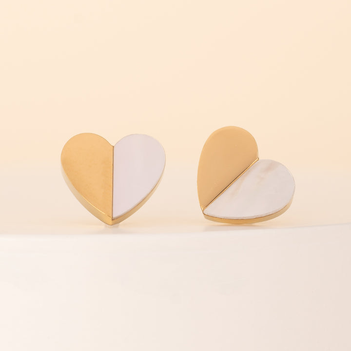Cute gold heart studs, gold hearts, heart earrings, pearl earrings, 14k gold plated jewelry, xmas gift ideas, special Mother's day presents