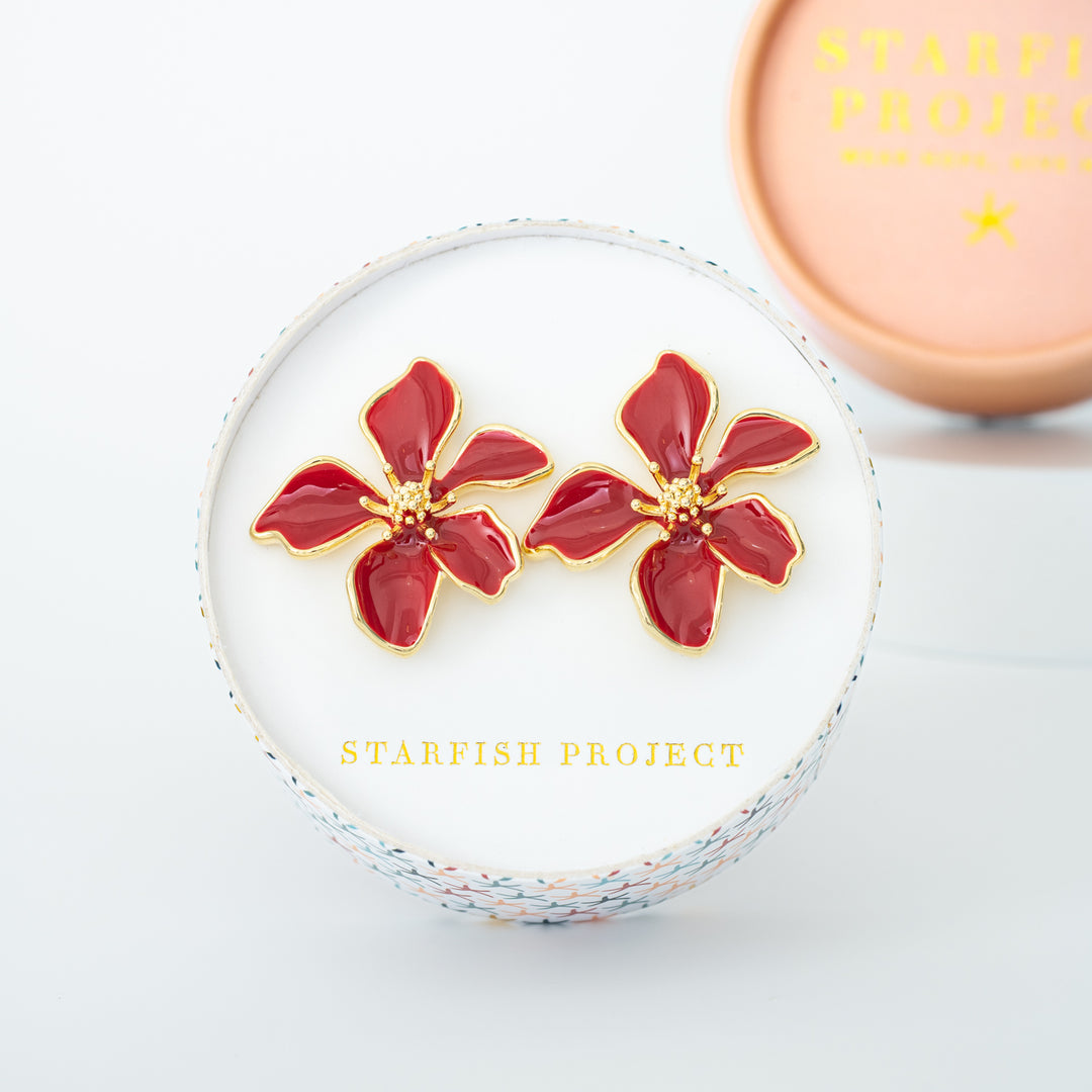 Bloom Earrings in Red