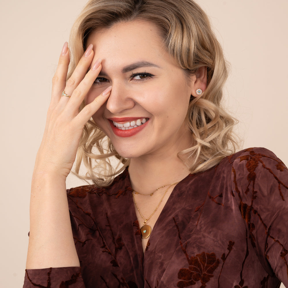 Woman wearing engraved necklace, necklaces with a message, jewelry website