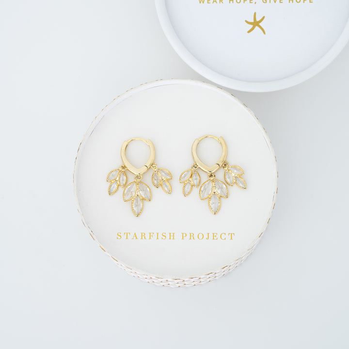 Earring jewelry box, Starfish Project symbolism for hope, golden hoop earrings, bridal gold jewelry