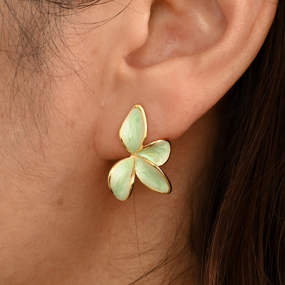Poised Petal Earrings in Mint