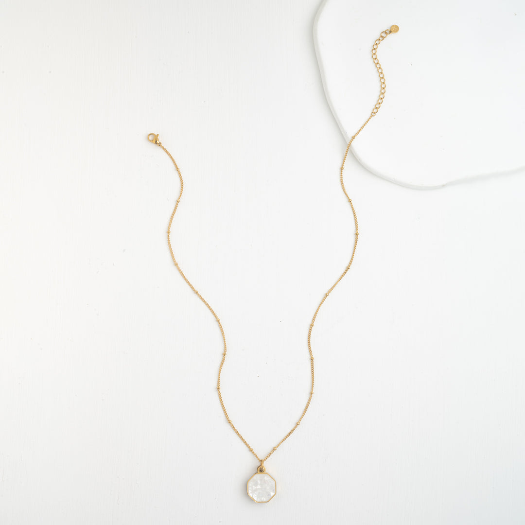 Long pearl necklace, adjustable gold chain, abalone and pearl pendant, jewelry mother of pearl