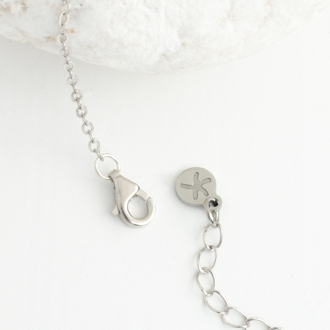Photo of silver plated stainless steel chain, adjustable silver chain, symbolism of starfish, ocean jewelry, fashion jewelry