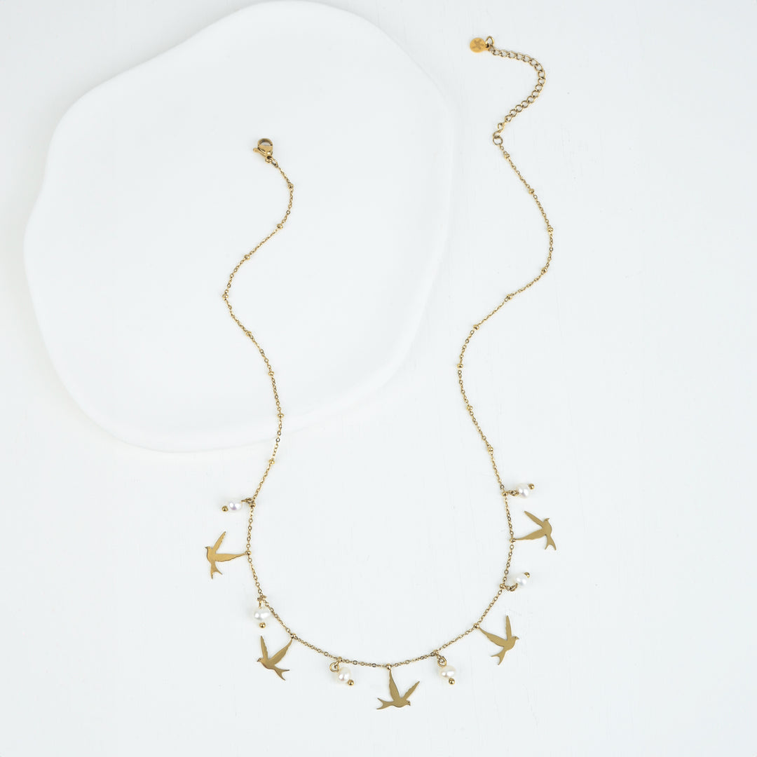 Golden bird necklace for women, creative gift ideas for Christmas, fair trade store online