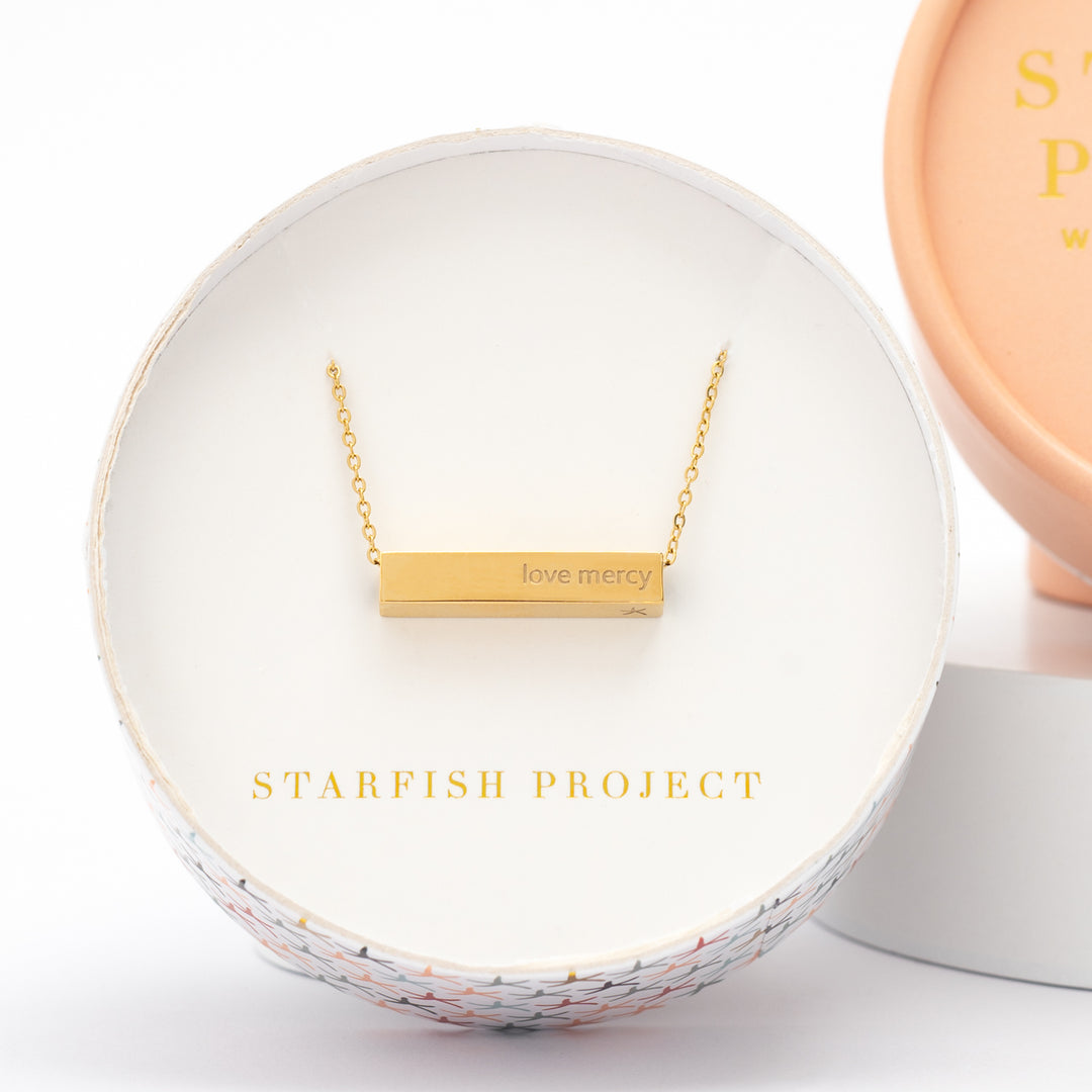"love mercy" bar necklace in gift box, women's gold jewelry, freedom business, jewelry websites, jewelry like pandora brand