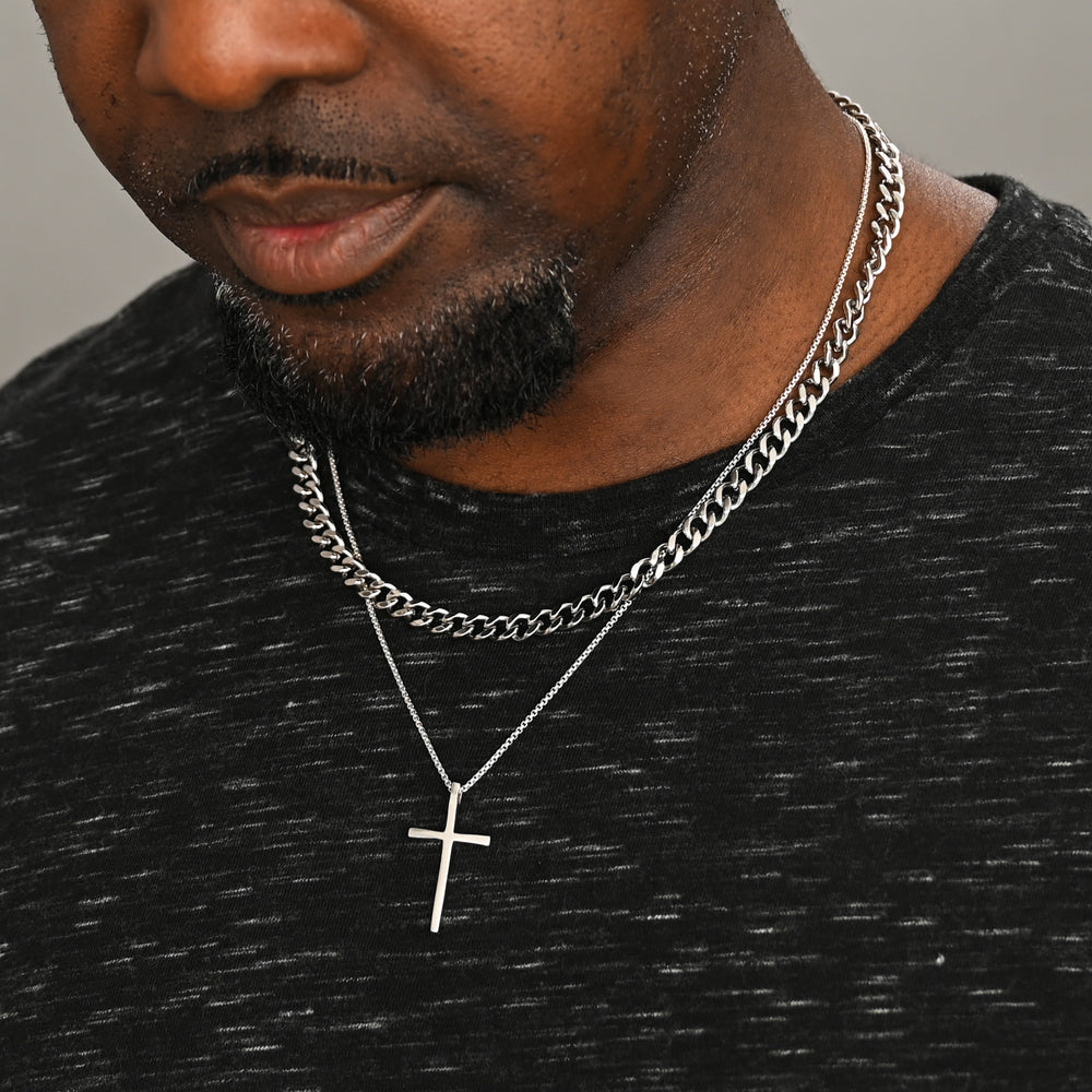 Men's layered silver necklaces, great xmas gifts, jewelry gifts for men, men's silver chain