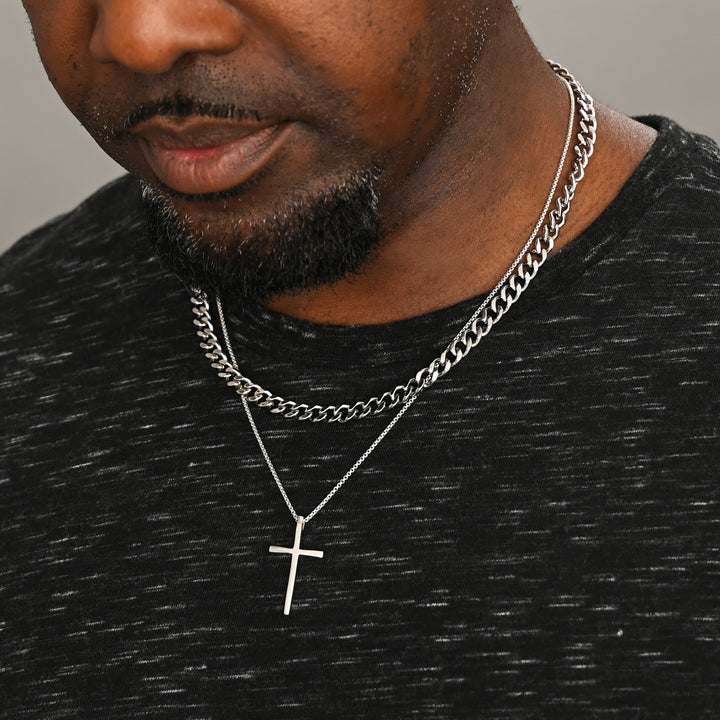 Men's layered silver necklaces, great xmas gifts, jewelry gifts for men, men's silver chain