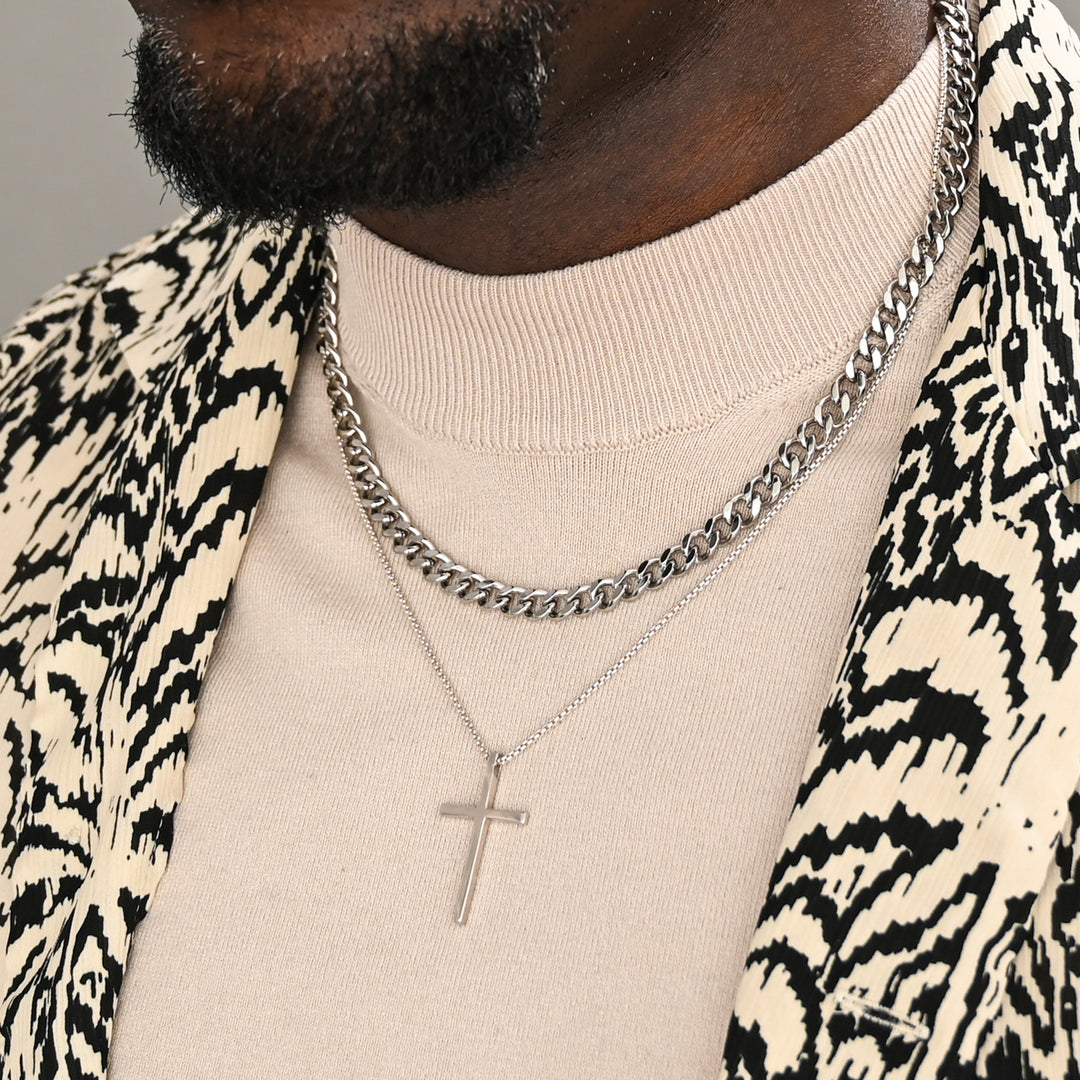 Men's layered silver necklaces, great xmas gifts, jewelry gifts for men, men's silver chain