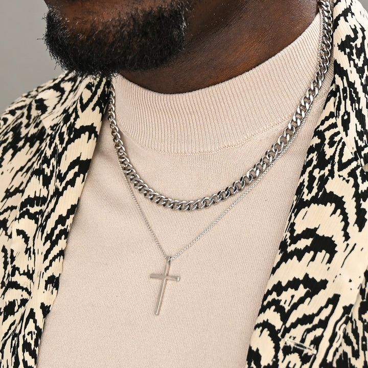 Men's layered silver necklaces, great xmas gifts, jewelry gifts for men, men's silver chain
