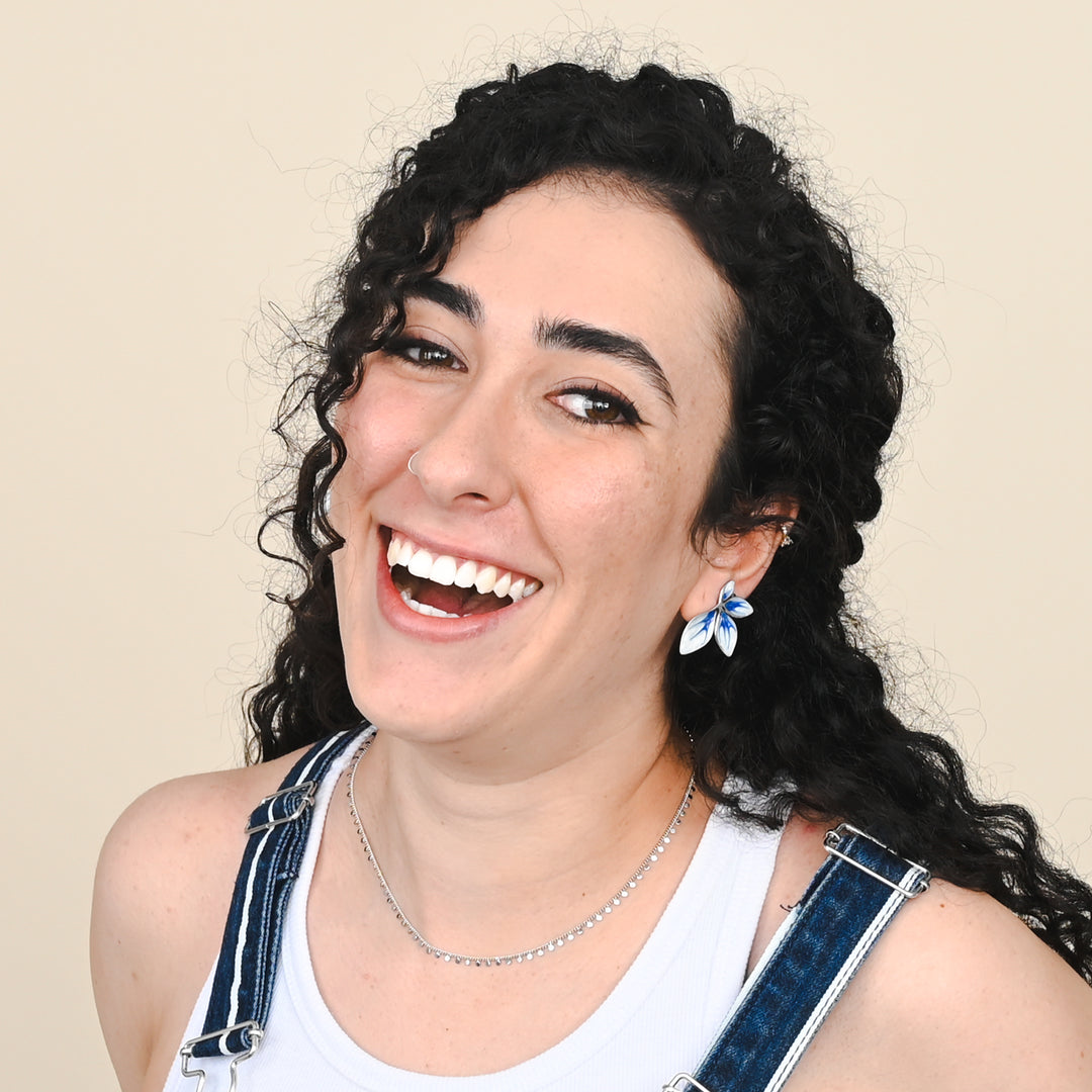 Flourish Blue & Silver Leaf Earrings