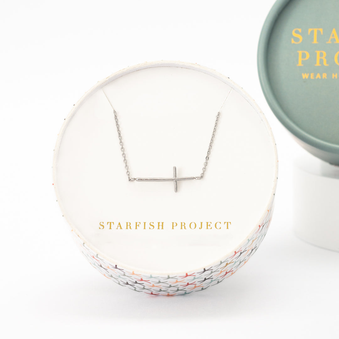 Silver cross necklace in a gift box, silver cross pendant, women's cross necklace, cross necklaces, women's fair trade jewelry