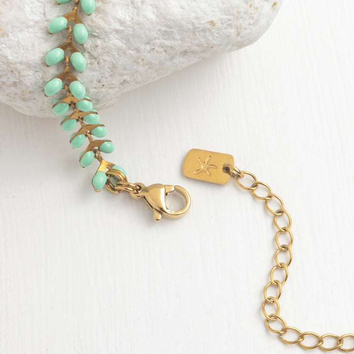 Starfish logo, starfish symbol, gold necklace chain, women's gold necklaces, sustainable fair trade business, chain with green design