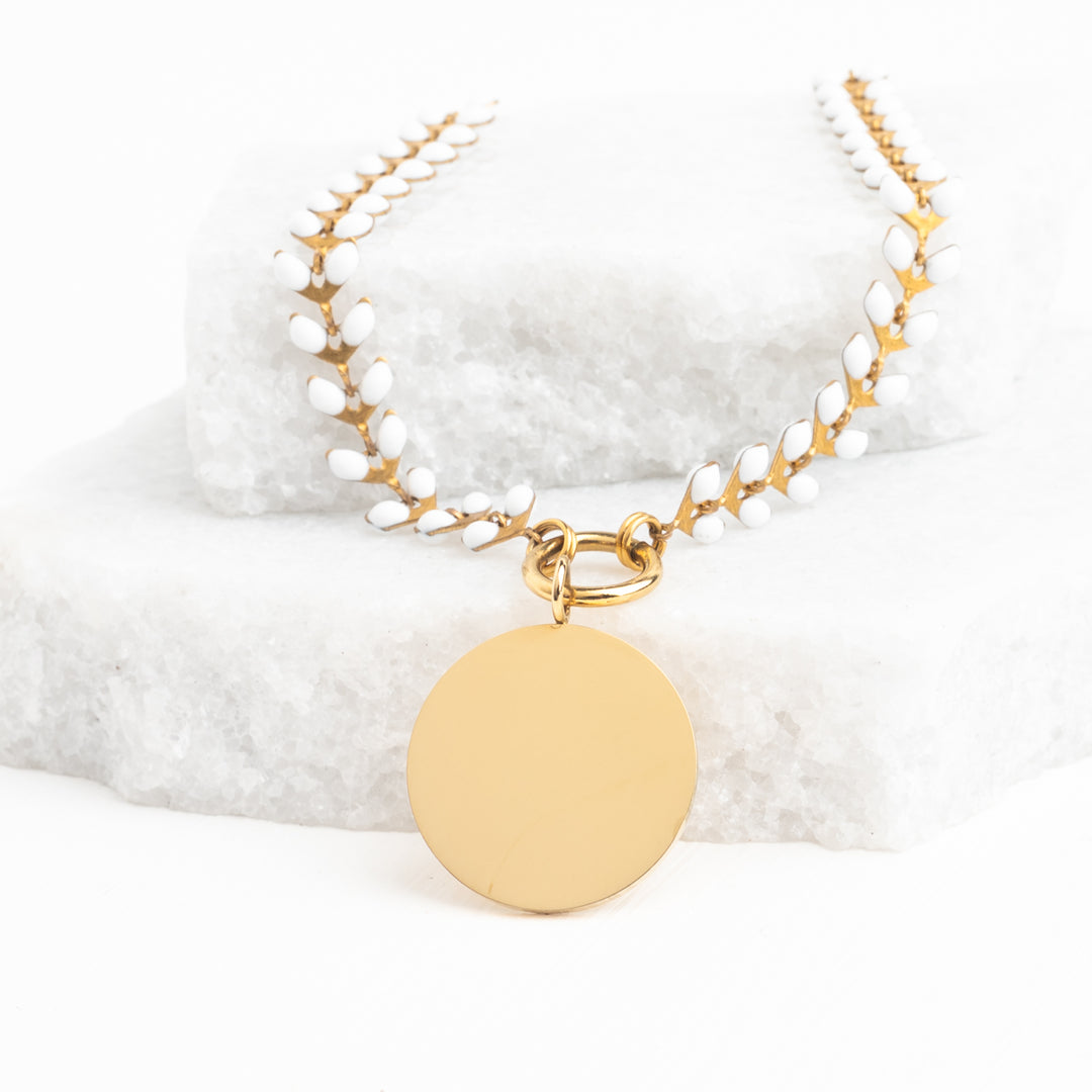Engravable gold necklace, necklace with ivory, creative gift ideas for Christmas, personalized Christmas gifts