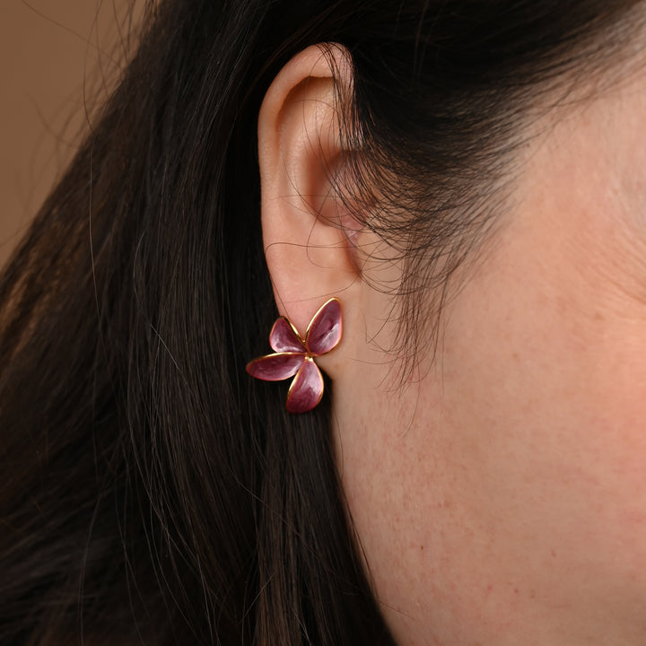 Poised Petal Earrings in Plum