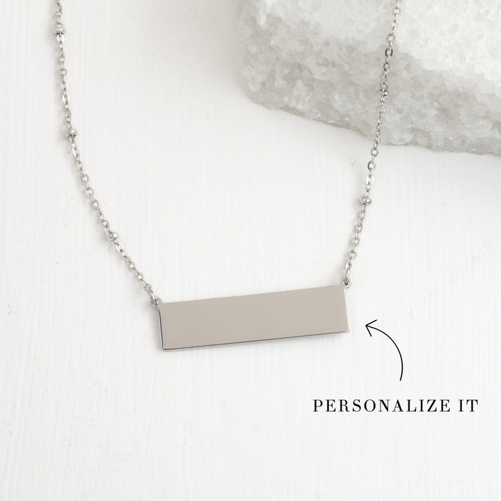 Engravable bar necklace, fair trade businesses, silver engravable necklace for women, special Christmas gift ideas