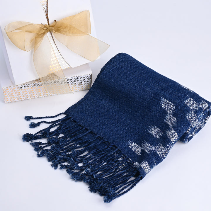 Reflections of Indigo Tassel Scarf