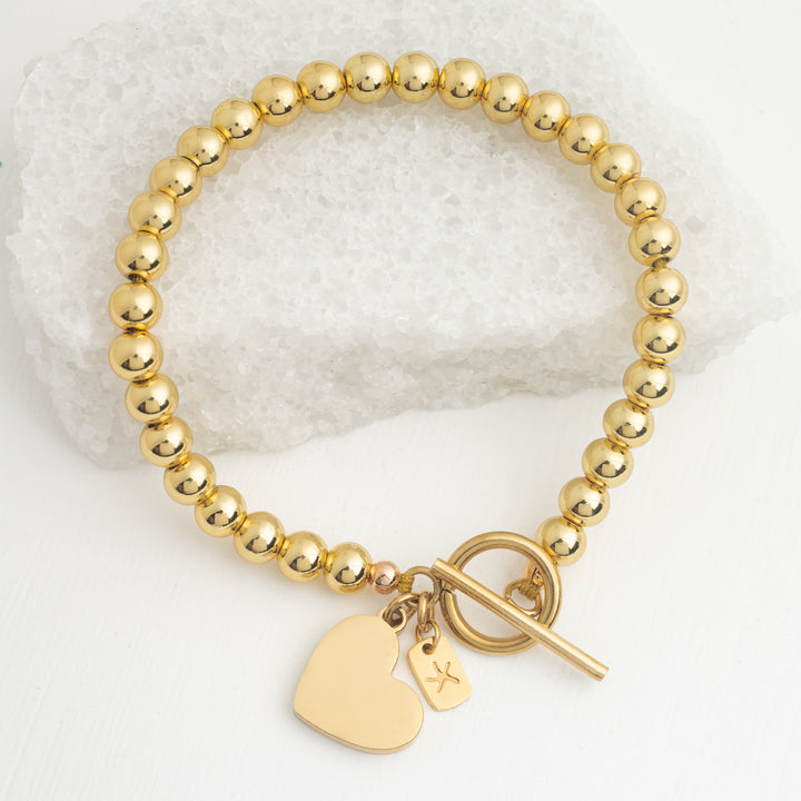 Engravable gold bracelet, bracelet with beads, creative gift ideas for Christmas, personalized Christmas gifts
