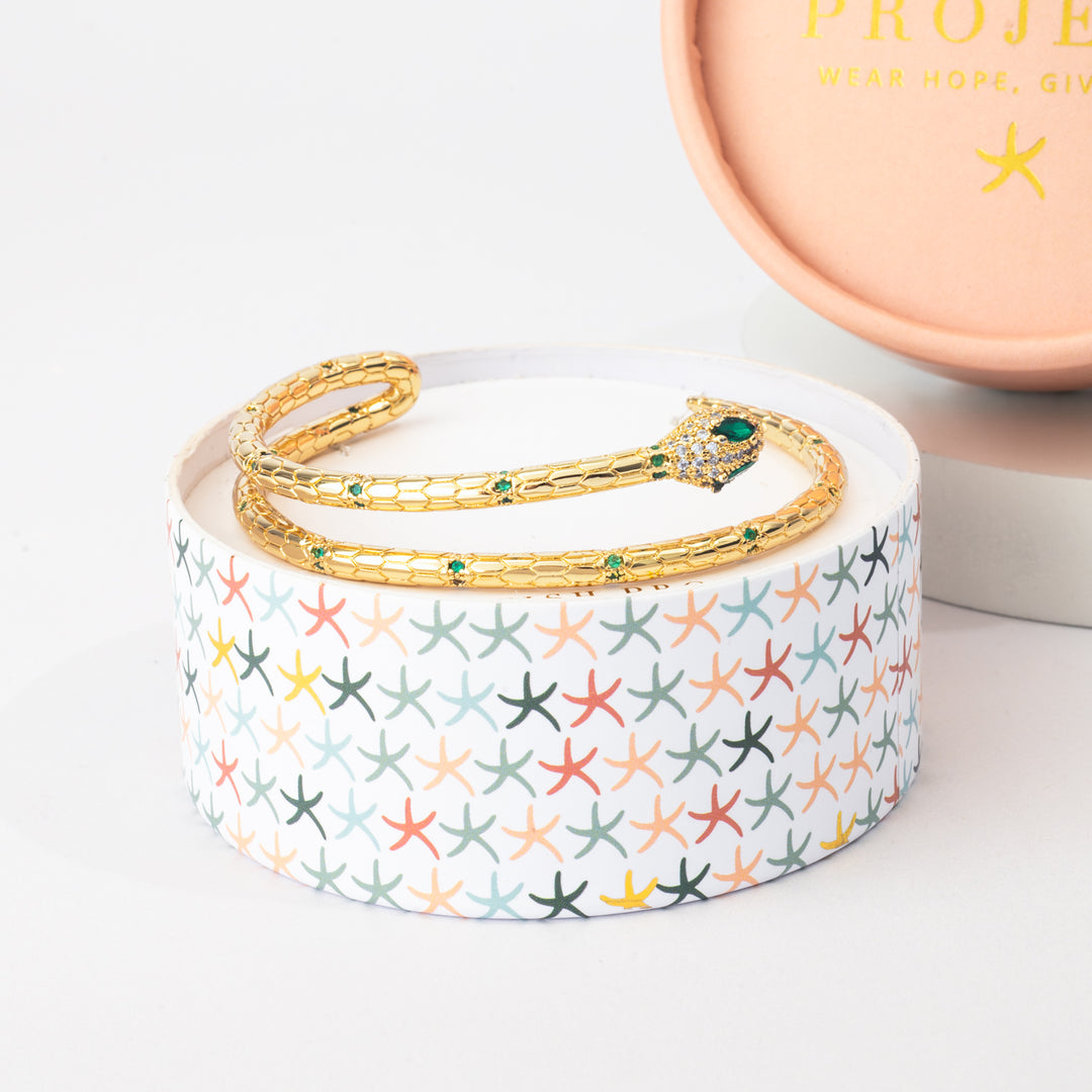 Gold cuff bracelet, 18k gold bracelet, zircon, gift box, home shopping jewelry, gifting jewelry