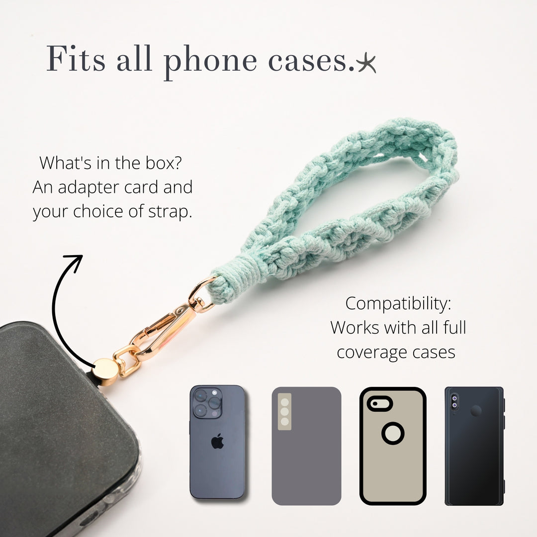Macrame phone strap, accessories and jewelry website, phone case strap, mint green strap for phone, jewelry website, hand made accessories