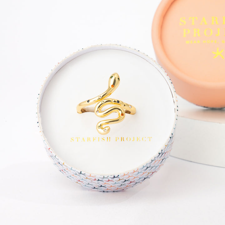 Beautiful snake ring, quality gold ring, Starfish Project gift package, Christmas list ideas