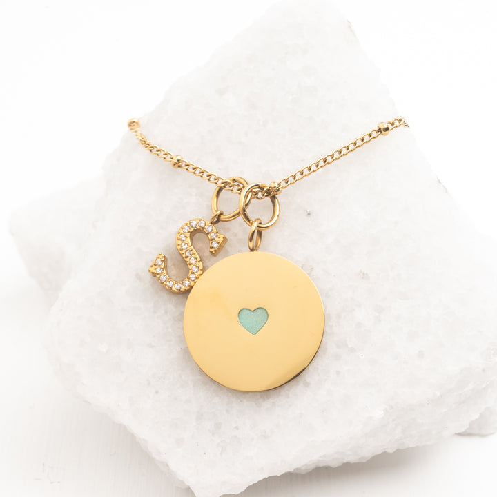 Engravable necklace with initial charm, gold personalized jewelry, quality engravable jewelry, cute customized jewelry, personalized Christmas gifts