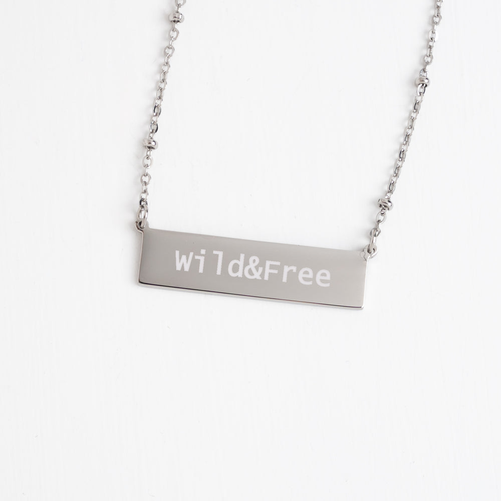 Example photo of engravable necklace, personalized silver necklace, unique Christmas gifts, jewelry brand, freedom business