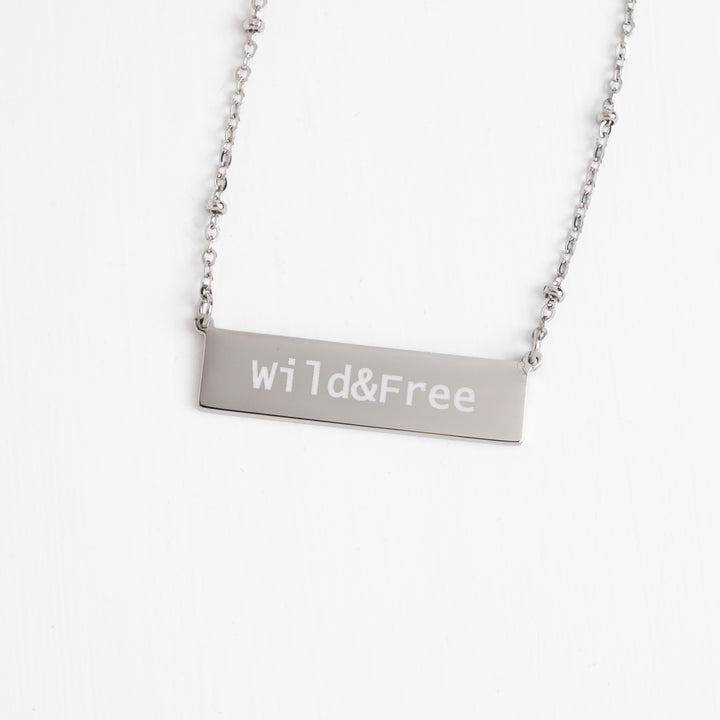Example photo of engravable necklace, personalized silver necklace, unique Christmas gifts, jewelry brand, freedom business