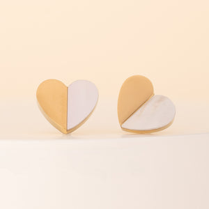 Cute gold heart studs, gold hearts, heart earrings, pearl earrings, 14k gold plated jewelry, xmas gift ideas, special Mother's day presents