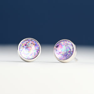 Lavender and silver stud set, silver studs, colorful studs, women's earrings, gift idea, fair trade gifting business