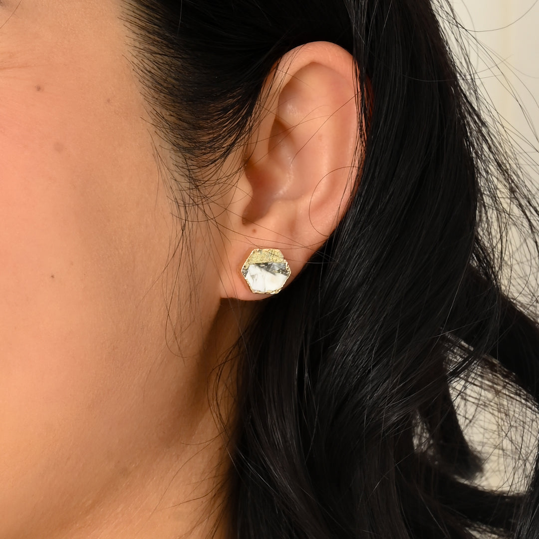 Canopy Stud Earrings – White Turquoise