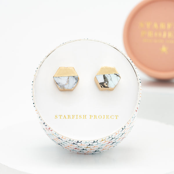 Canopy Stud Earrings – White Turquoise