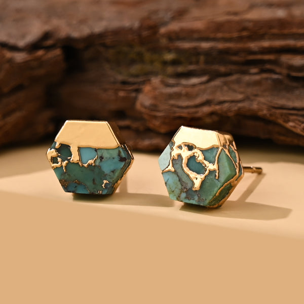 Oasis Turquoise and Gold Studs