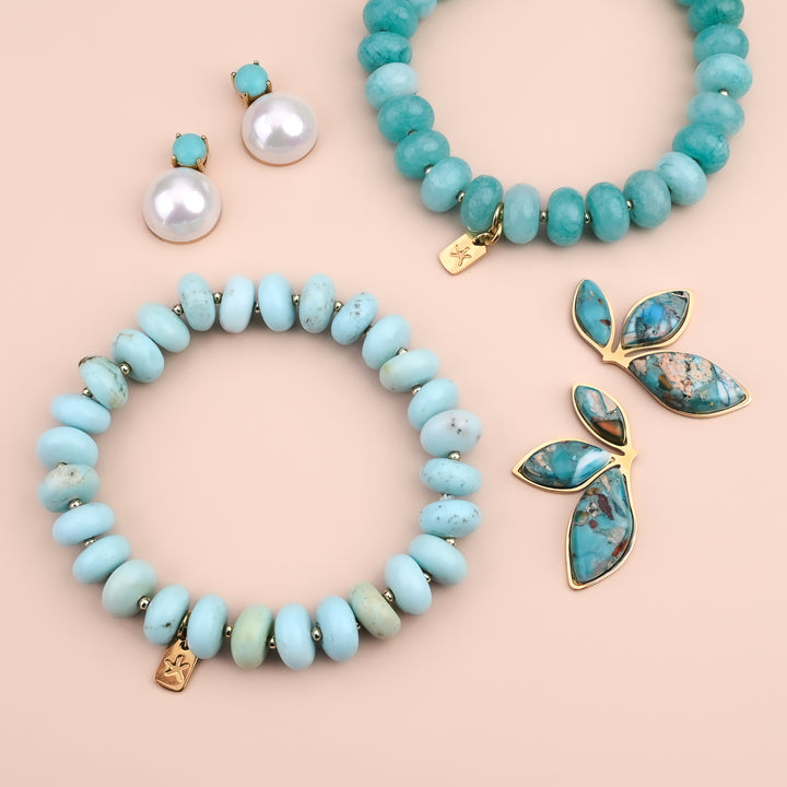 Coastal Leaf Emperor Stone Earrings