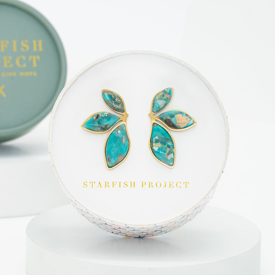 Coastal Leaf Emperor Stone Earrings