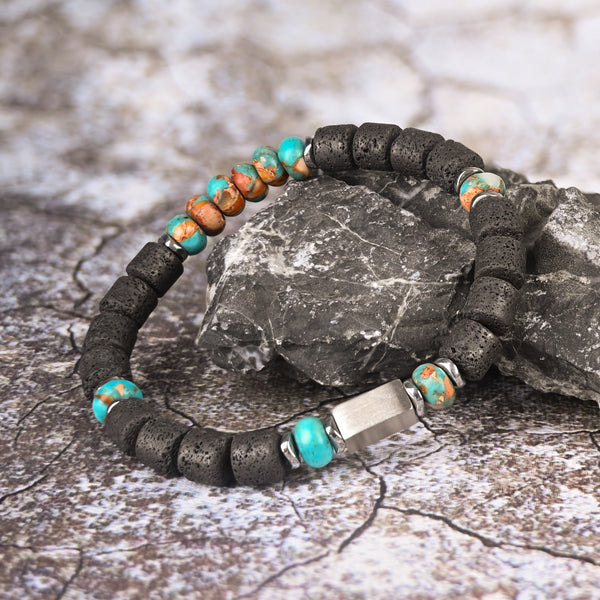 Engravable Strength Turquoise Emperor Stone Bracelet