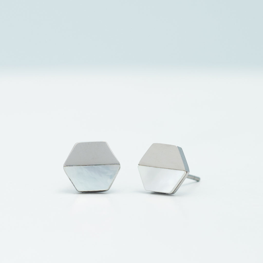 Dorothy Hexagon Shell Stud Earrings