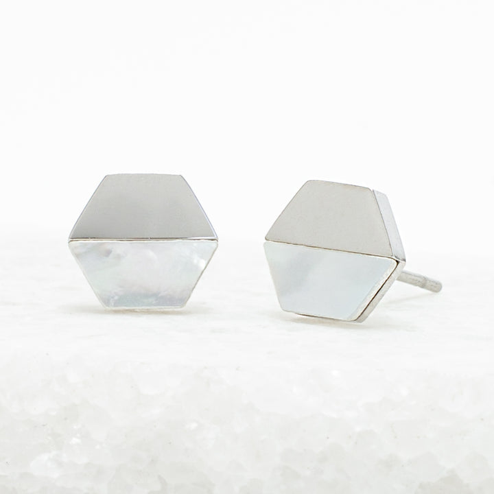 Dorothy Hexagon Shell Stud Earrings