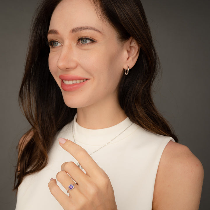 Bright Ring in Glistening Lilac & Silver