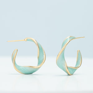 Green and gold hoops, women's gold earrings, mint hoops, special Christmas presents, earrings, jewelry company