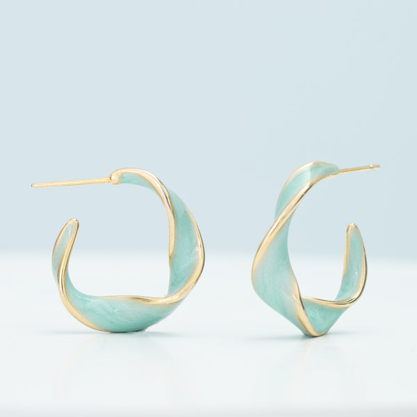 Green and gold hoops, women's gold earrings, mint hoops, special Christmas presents, earrings, jewelry company