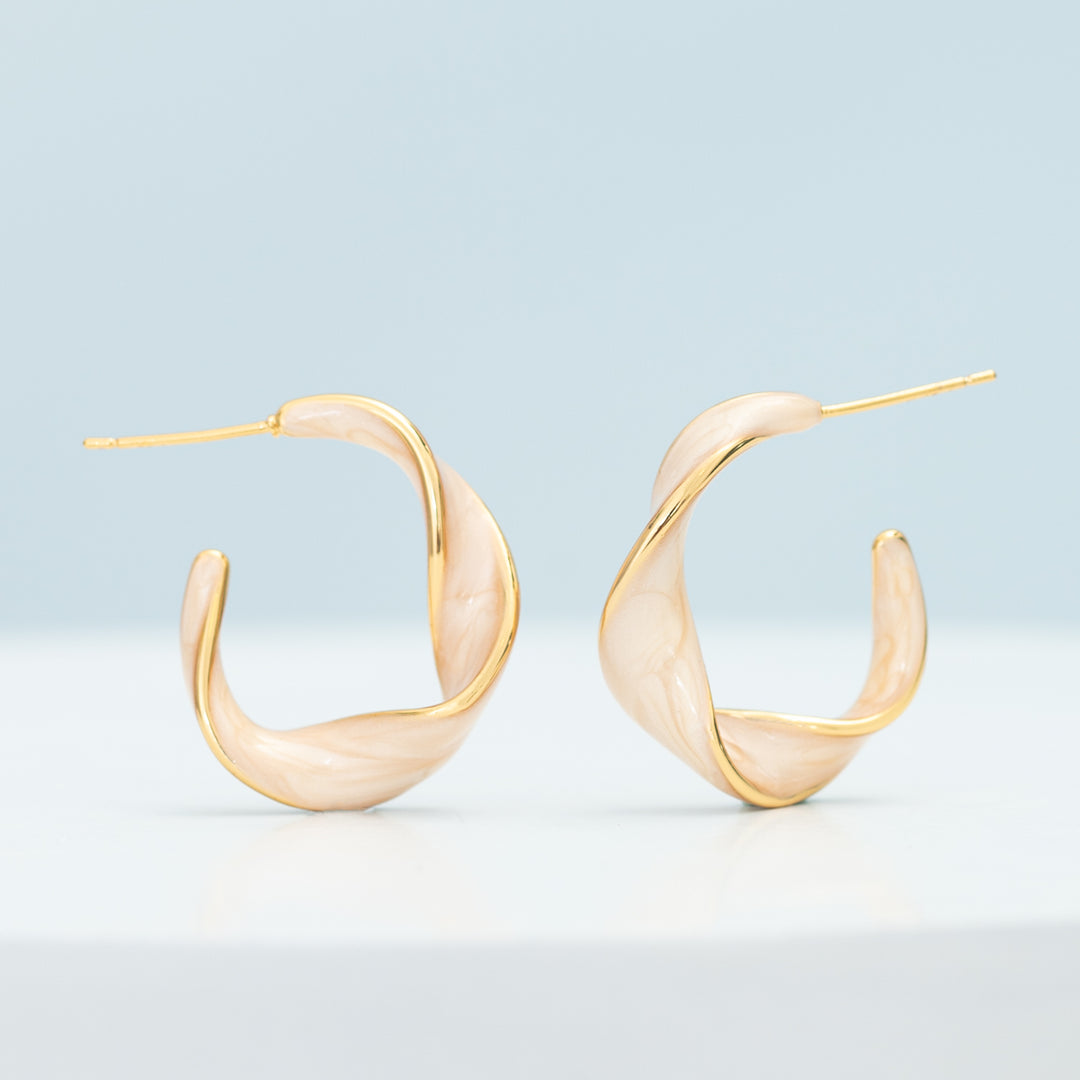 With a Twist Hoops in Soft Coral