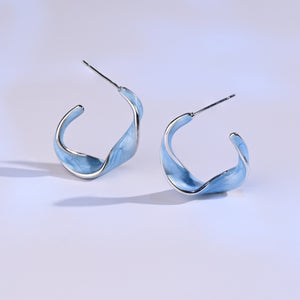 Sky Blue and white gold With a Twist hoop earrings by Starfish Project, ethical jewelry and a thoughtful gift for her.