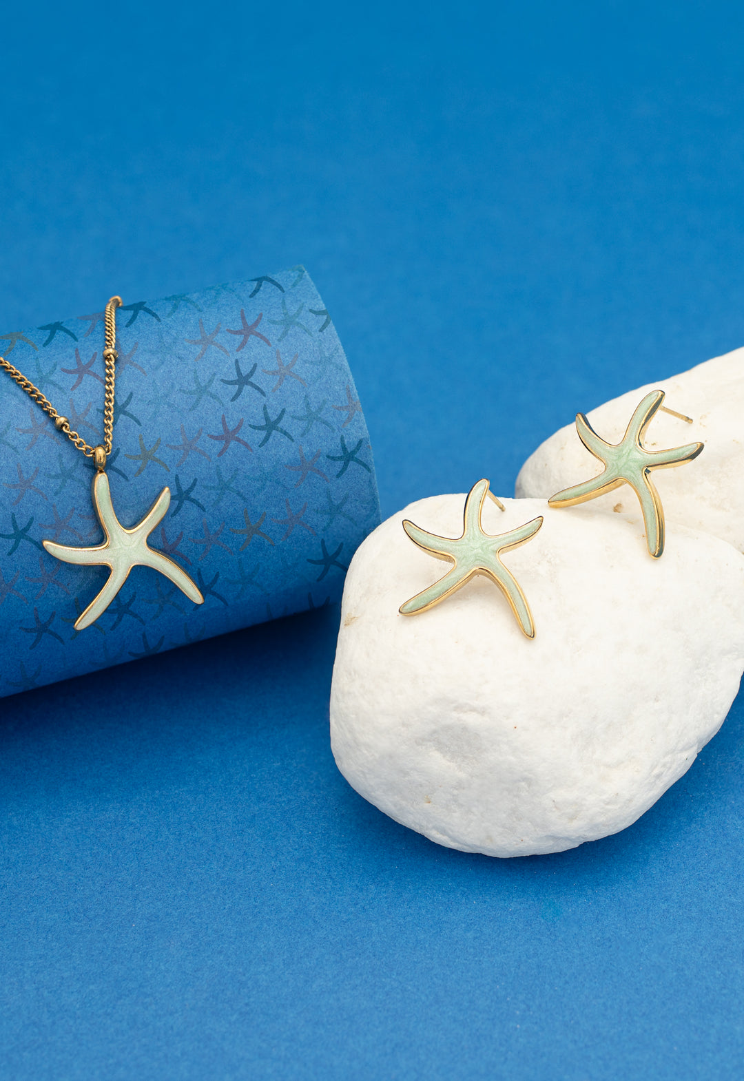Cute starfish shaped jewelry set, ocean jewelry gift sets, mint green ocean jewelry, women's jewelry business