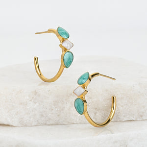 Clara Enamel Hoop Earrings in Mint
