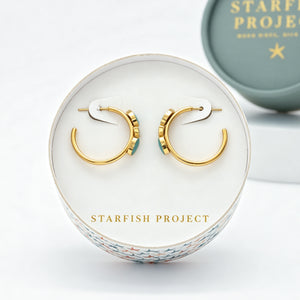 Clara Enamel Hoop Earrings in Mint