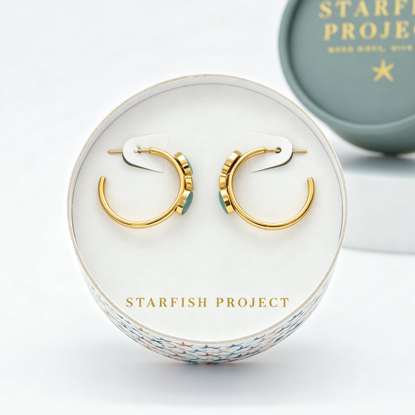 Clara Enamel Hoop Earrings in Mint