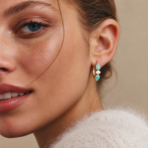 Clara Enamel Hoop Earrings in Mint