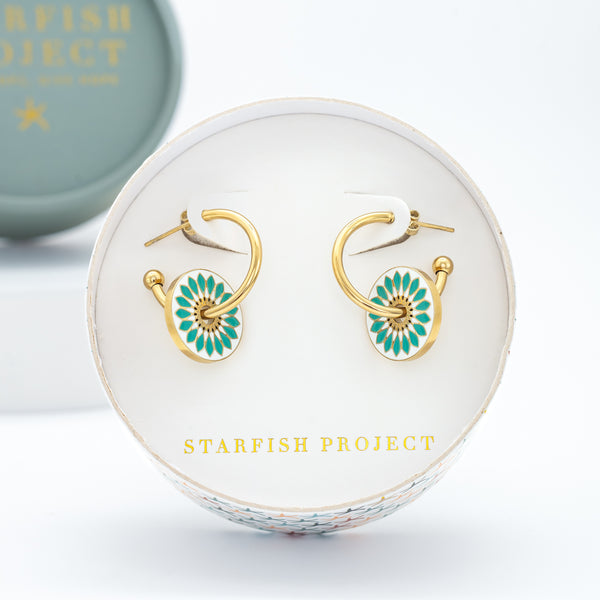 Dawn of Hope Enamel Earrings in Mint Green