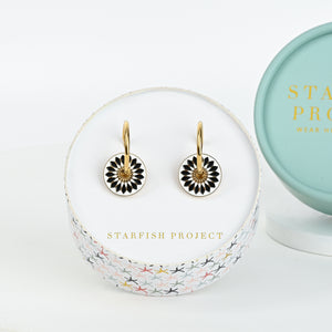 Dawn of Hope Enamel Earrings in Midnight Black